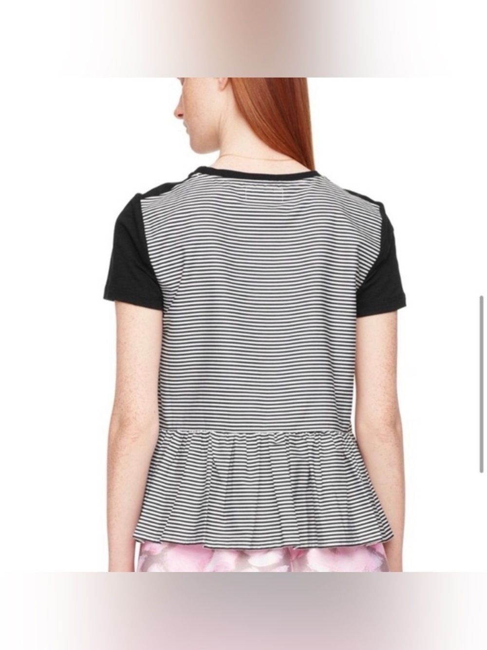 Kate Spade Broome Street Striped Black & White Peplum Top